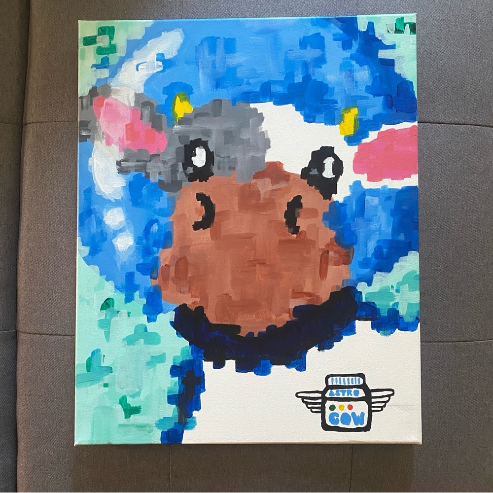 Astro Cow Canvas Art